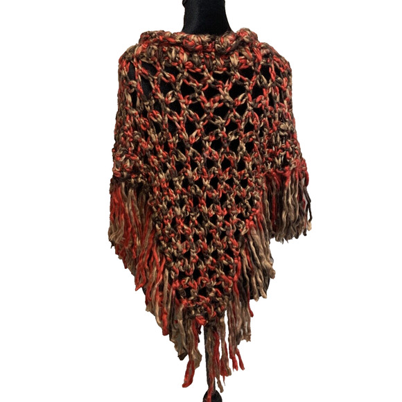 Lpogee Worldover Poncho Womens Small Multicolor Open Chunky Knit Festival Poncho - Picture 2 of 11